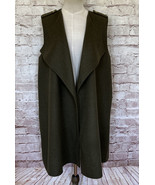 TALBOTS Womens L Moss Green Wool Blend Sleeveless Open Front Tunic Vest ... - £37.75 GBP