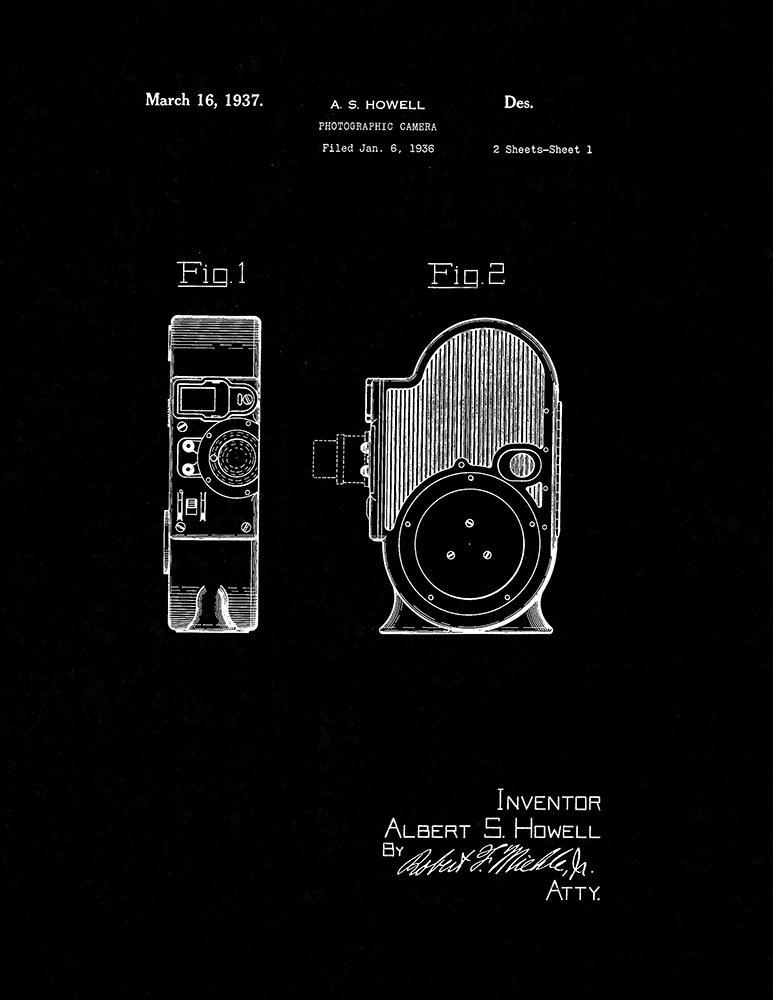 Photographic Camera Patent Print - Black Matte
