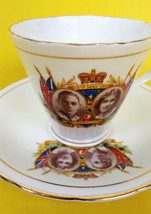 Antique 1937 Sutherland King George VI Queen Elizabeth Coronation Cup Saucer Mug - £46.54 GBP