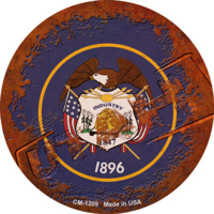 Utah Rusty Stamped Novelty Circle Coaster Set of 4 - £15.94 GBP