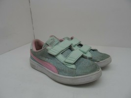 PUMA Kid's Smash V2 Glitz Glam V Sneaker Aqua/Pink Size 1C - $14.24
