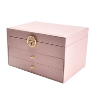 Necklace Bracelet Jewelry ring Storage Box Three-layer Jewelry Box Pink - £35.39 GBP