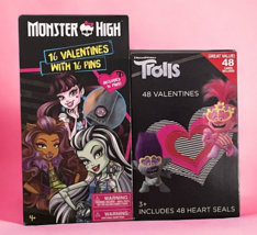 Valentines Day Set Monster High Valentines Pens Troll Cards 2 Boxes - $9.80