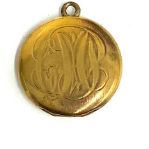 Antique Gold Filled Art Deco Engraved Monogram CHP Photo Locket Charm Pendant - £34.46 GBP