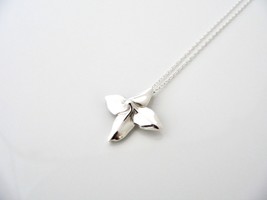 Tiffany &amp; Co Flower Petal Necklace Pendant Charm Gift Love Silver 17.5 In Chain - £288.38 GBP
