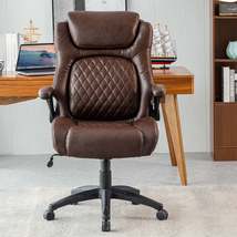 Big &amp; Tall 400lb Ergonomic Leather Office Chair Executive Desk Chair - Brown - £209.10 GBP