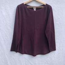 Dark Wine Boat Neck Pullover Sweater Chico&#39;s Size 2 Large Rayon - £19.35 GBP