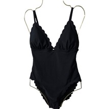 NEW J. Crew Factory 6 Black Womans Swimsuit Scalloped One Piece Stretch - $38.56