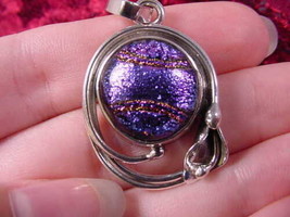 (#D-6) Dichroic Fused Glass Pendant Sterling Silver Purple Wow - £48.26 GBP