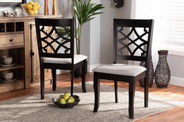 Meike Gray Fabric Upholstered and Dark Brown 2Pc Dining Chair Set - $3,115.98 MXN