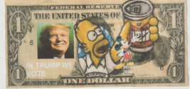 Homer Simpson Have a Duff Beer with Mickey Mouse and Donald Trump Novelty Bill . - £2.36 GBP