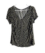 Worthington Stretch Black Yellow Geometric Ruched Blouse XL - €12,83 EUR