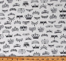 Cotton Crowns Royalty Fairytale London White Fabric Print by the Yard D771.81 - £10.97 GBP