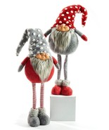 Christmas Santa Gnome Figurine 27&quot; High Set of 2 with Stockings Knit Swe... - €33,64 EUR
