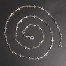 Cross Link Necklace Chain Silver Stainless Steel 17&quot; Religious Jewelry C... - $7.87