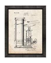 Hydraulic Jack Patent Print Old Look with Beveled Wood Frame - £19.57 GBP+