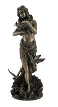 Bronzed Aphrodite with Doves on Scallop Shell Statue - $79.19