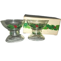 Vintage 1981 Avon Holiday Hostess Collection Candlestick Holder Candy Dish Holly - $14.54