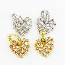3Pairs Heart shape Earrings Drop earrings Zircon heart earrings Accessories Dang - £51.95 GBP