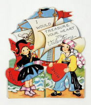 1940&#39;s Pirates With Hearts Fold Open Stand Up Valentine - £8.90 GBP