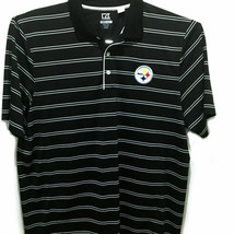 Cutter &amp; Buck Pittsburgh Steelers Men&#39;s Striped Black/White Polo Shirt XL DryTec - £23.20 GBP