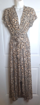 IMAN Maxi High Low Hem, Low Cut Cap Sleeve Cheetah Wrap Tie Dress Size L... - $23.74