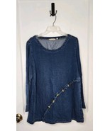 Size XL Soft Surroundings 100% Tencel Blue Chambray Button Detail Blouse... - $374.91 MXN
