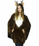 Christmas Reindeer Plush Pullover Poncho Faux Fur Trim Antler Headband 1... - £26.84 GBP