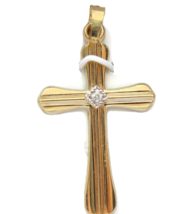 14Kt Diamond Cross Solid Yellow Gold Pendant Religious - £158.74 GBP