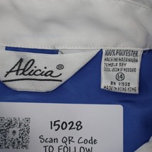 Alicia Shirt Womens 14 Blue White Balloon Sleeve Collar Shoulder Pad Button Up - £20.55 GBP