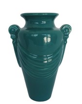 Vtg Harris Potteries Chicago Illinois Grecian Roman inspired Teal Vase - $39.99