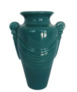Vtg Harris Potteries Chicago Illinois Grecian Roman inspired Teal Vase - £31.44 GBP