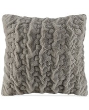 Madison Park Hand-Ruched 25 Square Faux-Fur Gray Pillow Throw One Size T4101614 - £27.68 GBP