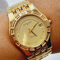 Vtg Wittnauer Unisex Laureate Collection HT 8216 Swiss 9554 Gold Watch W/date - £106.94 GBP