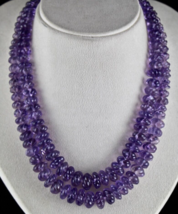 Natural Amethyst Beads Carved Melon 2 L 886 Ct Purple Gemstone Fashion Necklace - £903.41 GBP