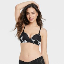 Auden Black 36 C Floral Print Adjustable Wireless Bra NWT - £4.76 GBP