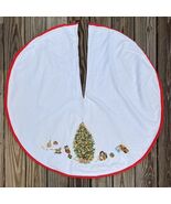 Christmas Tree Skirt Finished Cross Stitch Tree Toys Doll Holiday Lined 42” - €24,32 EUR
