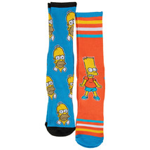 The Simpsons Bart Character and Homer Heads 2-Pair Pack of Crew Socks Blue - £13.55 GBP