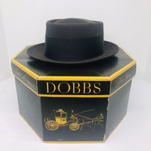 Vintage Dobbs Fifth Avenue Brown Pork Pie Fedora Hat Mens 6-3/4 W/ Origi... - £94.10 GBP