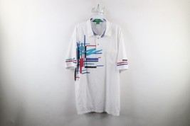Vintage 90s Streetwear Mens 2XLT Sheer Geometric Abstract Collared Polo ... - £30.99 GBP