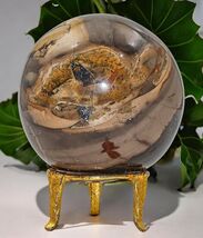 Grey POLYCHROME Jasper Crystal Sphere Healing Metaphysical Stone Decor G... - $110.36