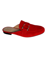 Naturalizer Red Suede Flat Slip-on Mule Accent Buckle Nonslip Sole  Sz 7... - £31.07 GBP