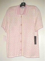 Pink/Cream Button Down Cardigan Sweater Size 14 NEW - £11.01 GBP