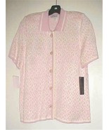 Pink/Cream Button Down Cardigan Sweater Size 14 NEW - £11.14 GBP