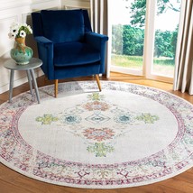 SAFAVIEH Crystal Collection 7' Round Cream/Grey CRS522A Boho Chic Medallion Dist - $171.99