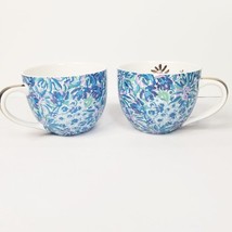 Lilly Pulitzer High Maintenance Blue Ceramic Mugs with Gold Handle (set of 2) - £32.01 GBP