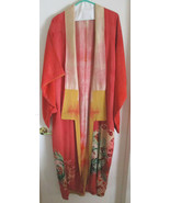 Beautiful Antique Light Rose Red Silk Japanese Kimono and Sash - $1,357.17 CAD
