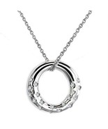 16 Inch High Polish Circle Pendant Necklace AAA Grade CZ - £18.87 GBP