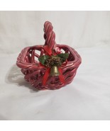 Vintage Ceramic Red Basket Candy Mint or Nut Bowl Holiday Décor Christmas - $4.90