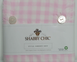 Shabby Chic FULL Sheet Set Organic Cotton Percale Pink Gingham Rachel As... - £64.13 GBP